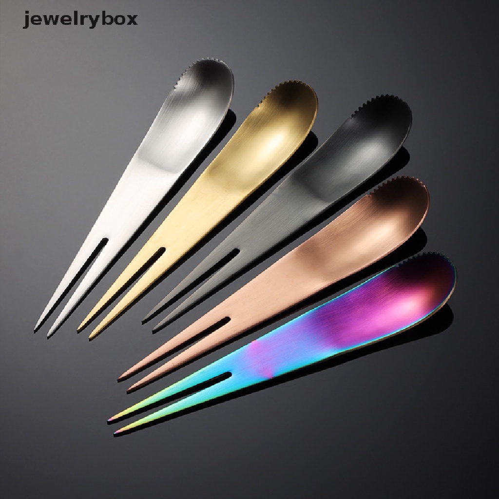 [jewelrybox] Kreatif Stainless Steel Garpu Buah Dual-Use Serba Guna Es Krim Dessert Sendok Garpu Buah Portable Cocktail Salad Fruit Forks Garpu Kue Butik