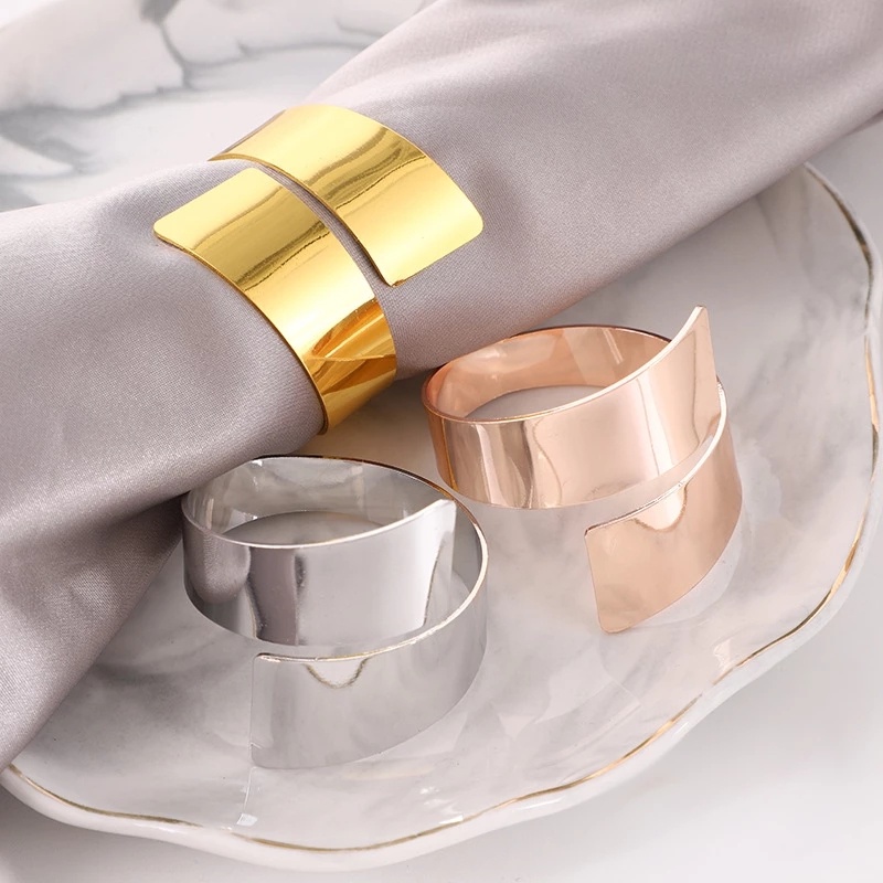 Holder Cincin Serbet Elegan Desain Novelties Metal Buckle Untuk Hotel Perjamuan Acara Pesta Pernikahan Dekorasi Meja Makan