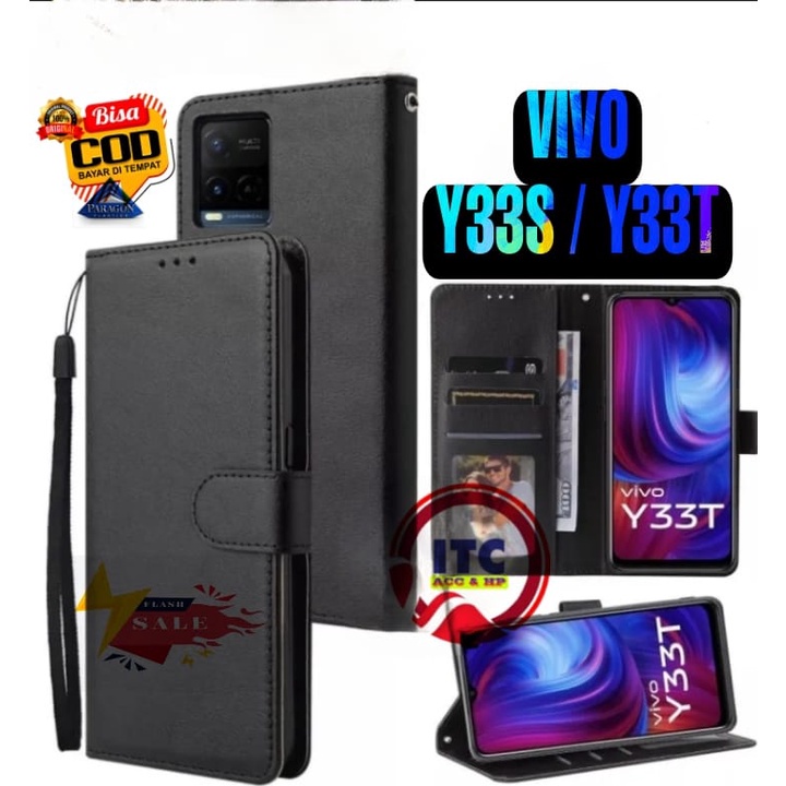 CASE PREMIUM FLIP KULIT DOMPET TYPE HP VIVO Y33S Y33T Y33 S T - DOMPET- FLIP COVER LEATHER-SARUNG HP