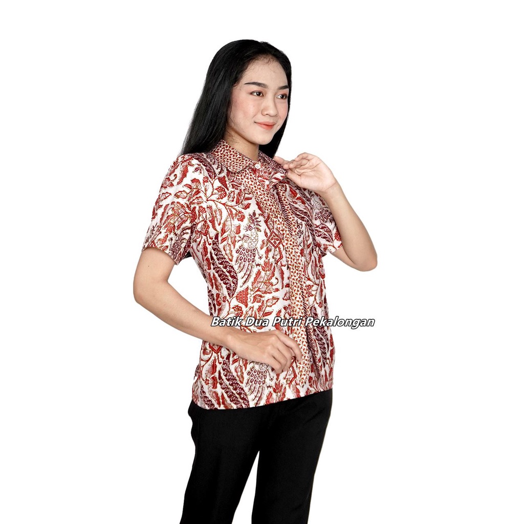 Blouse Batik Wanita Atasan Batik Berdasi Lengan Pendek Dan 7/8 Batik Dua Putri Collection