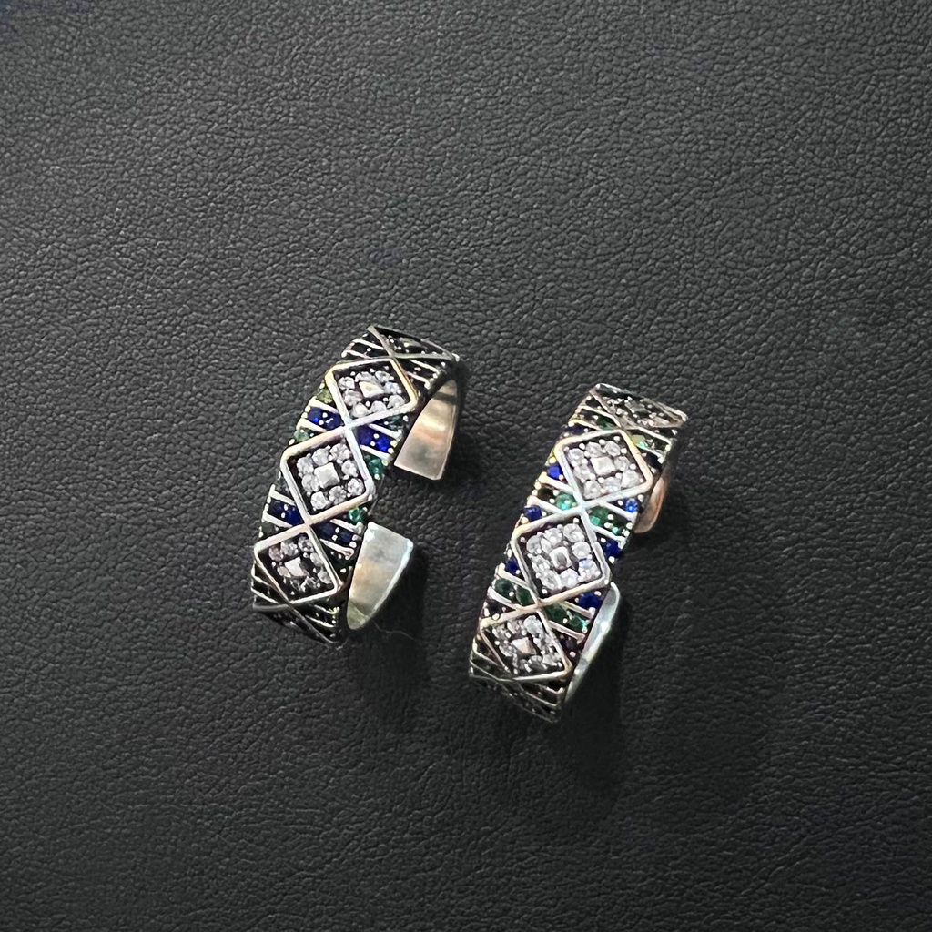 Aksesoris Perhiasan Fashion Goldkingdom Ready Stock Angel &amp;#039; s Mata Warna-Warni Zirkon Pola Retro Terbuka Cincin Perempuan Cahaya Mewah Desain Niche Kepribadian Fashion Rasa Tinggi.