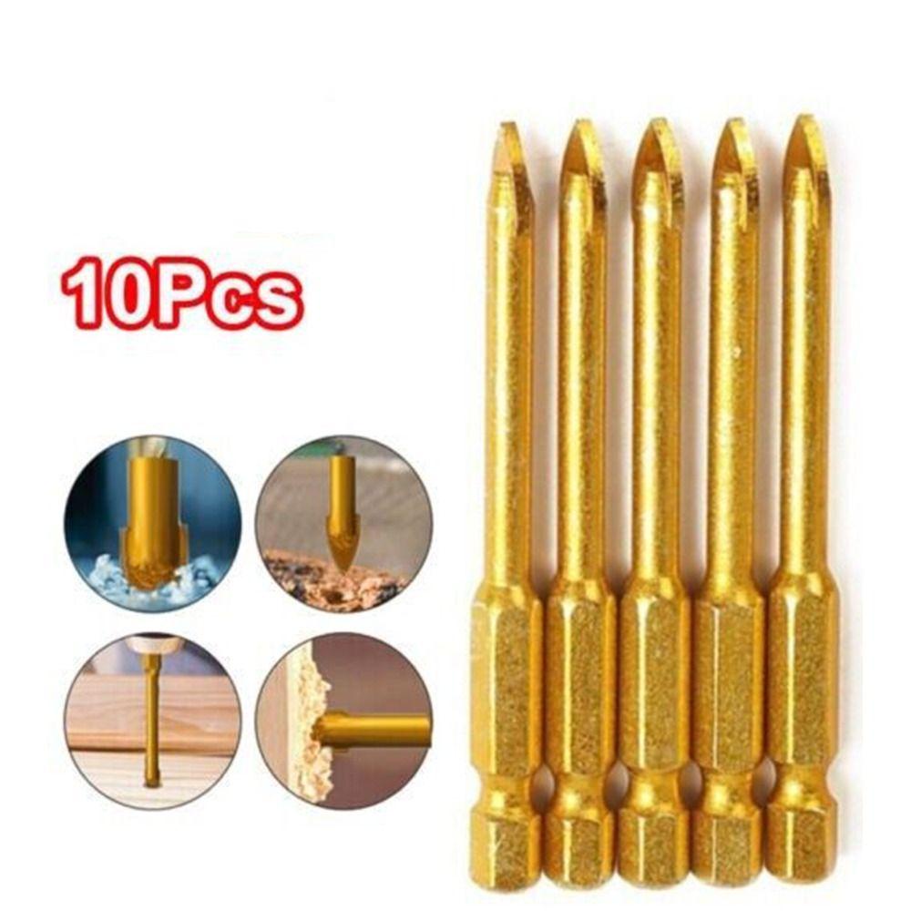 Populer 10PCS Tungsten Carbide Mata Bor 6mm Alat Untuk Keramik Ubin Cermin Marmer Tombak Kepala Tangan Alat Listrik Masonry Bor Segitiga Tombak Kepala