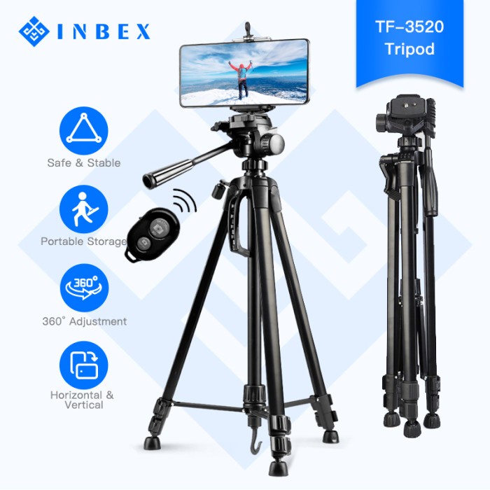 INBEX TF-3520 Tripod+Bluetooth Remote+Bag/145CM Profesional Tripod