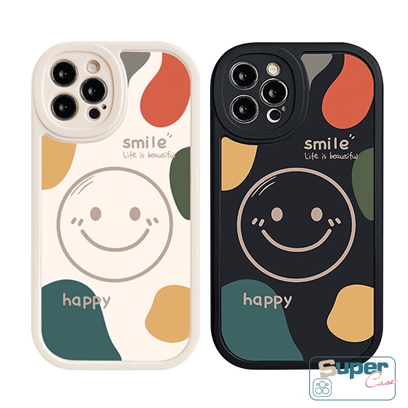 REDMI Trendy Simple Lucu Happly Smile Case Redmi9 10 10C 10A 9A 9C 9T Note 10 11 10s 11s 10Pro 9 8 9Pro 9s 8Pro 11Pro+POCO X3 NFC Pro M3 Mi 12 11 Lite 11T Kartun Pasangan Soft TPU Sarung