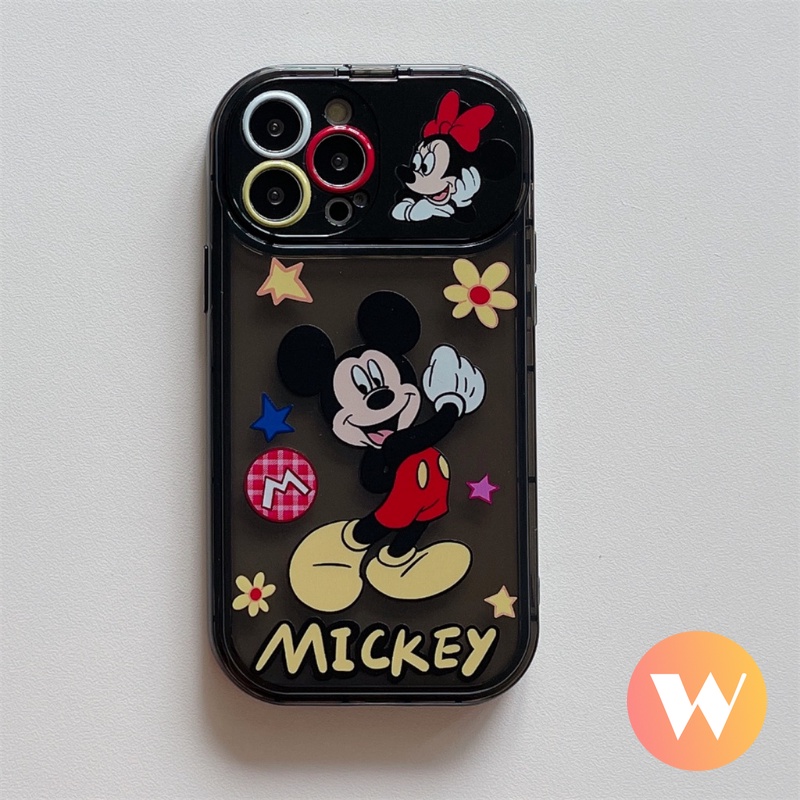 IPHONE Flip Make Up Cermin Kartun Disney Case Kompatibel Untuk Iphone11 13 14 12 Pro Max X XR 7 8 Plus XS Max SE 2020 Lucu Mickey Minnie Mouse Shockproof Lembut TPU Phone Cover