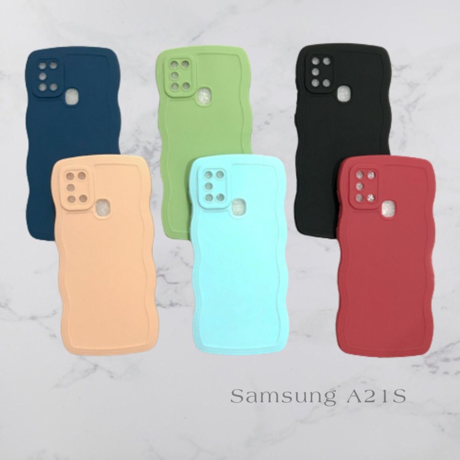 CASE SAMSUNG A21S // SOFTCASE SILIKON GELOMBANG WARNA PRO CAMERA - BDC