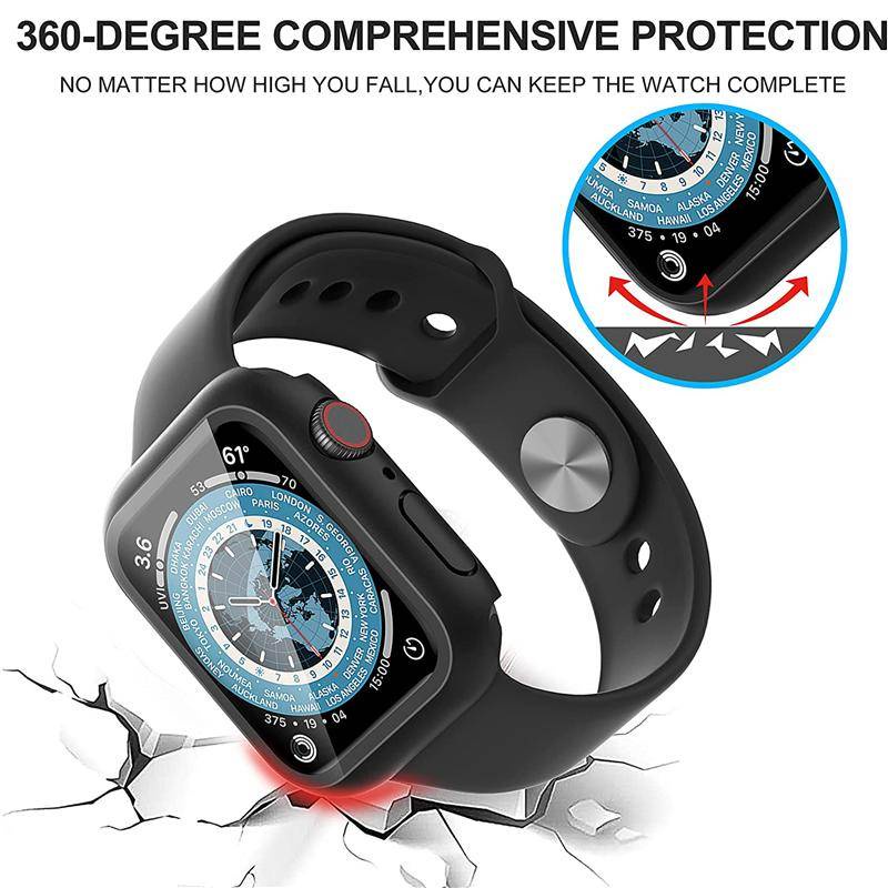 Kaca+case Untuk Apple Watch Serie8 7 6 SE 5 4 3 2 SE iWatch Case 45mm 41mm 44mm 40mm 38mm 42mm Bumper Pelindung Layar Cover Watch SE SE