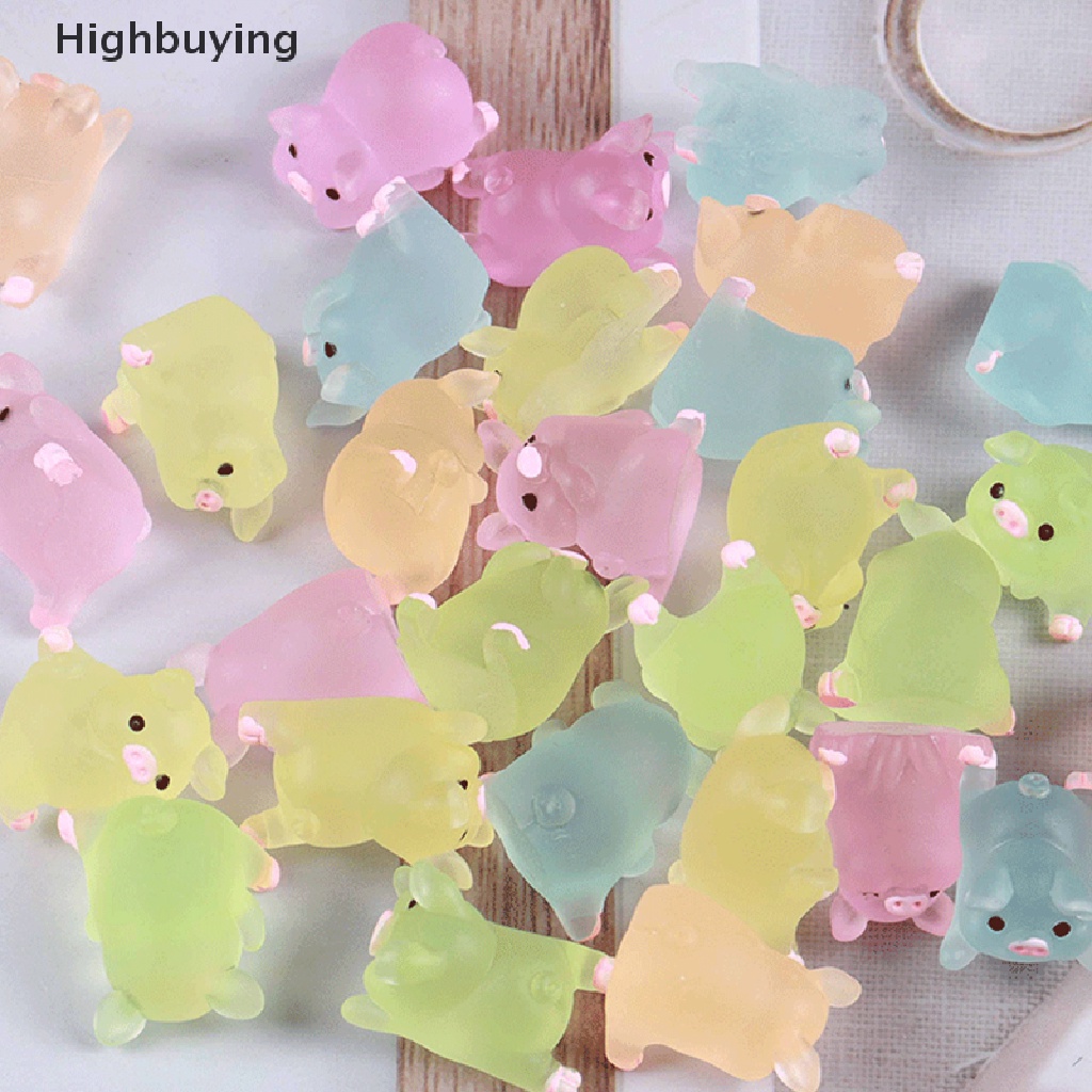 Hbid 10pcs Menyala Warna-Warni Lucu Piggy Scrapbook Ponsel Dekorasi DIY Kerajinan Tangan Resin Aksesoris Glory