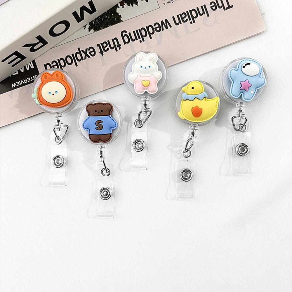 [Elegan] Badge Reel Holder Kartun Kartu Staf Perawat Perlengkapan Kantor ID Card Klip Saku Dada