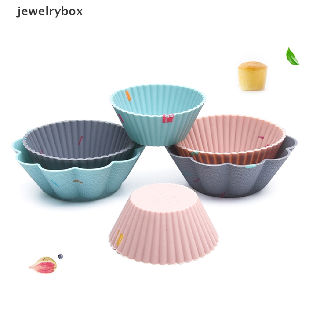 [jewelrybox] 6pcs/set Cetakan Kue Silikon Muffin Cupcake Baking DIY Alat Kue Piring Cangkir Butik