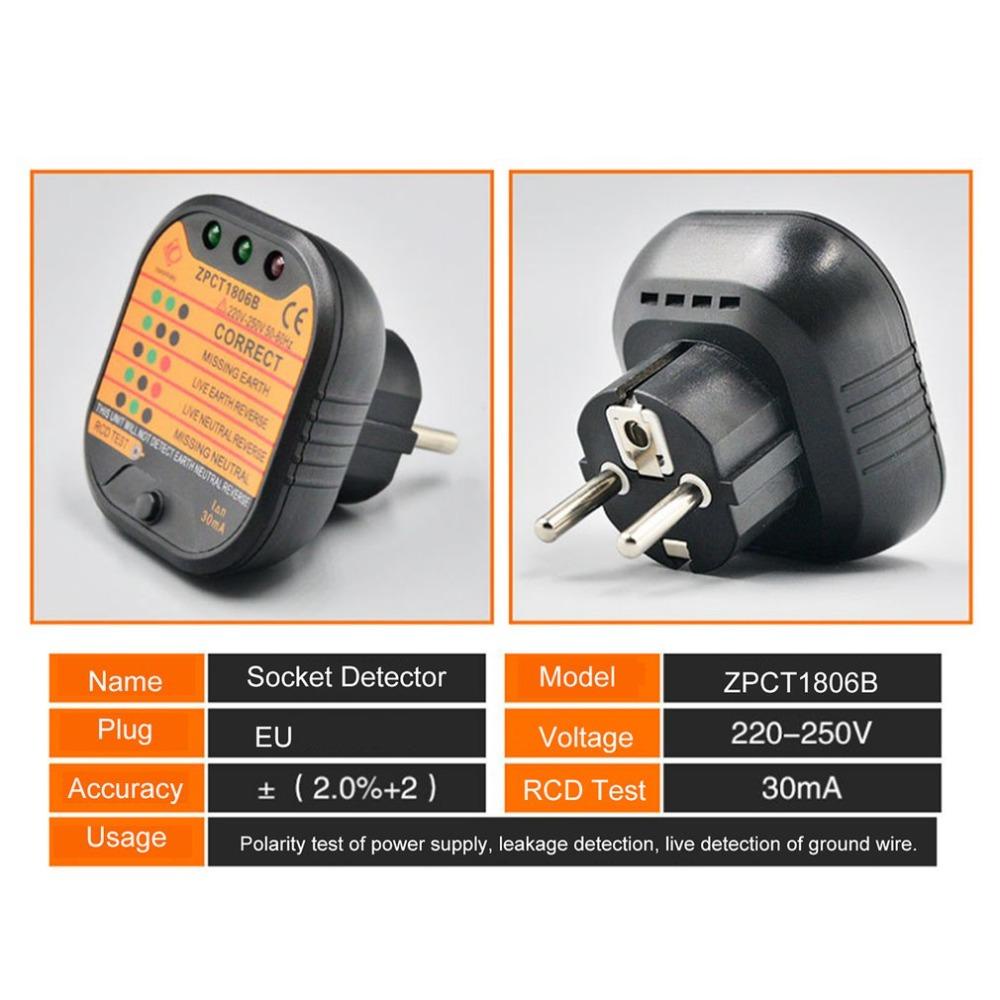 Lanfy Socket Tester Profesional 220-250V Outlet Checker Switch Electroscope Circuit EU Plug Soket Detektor