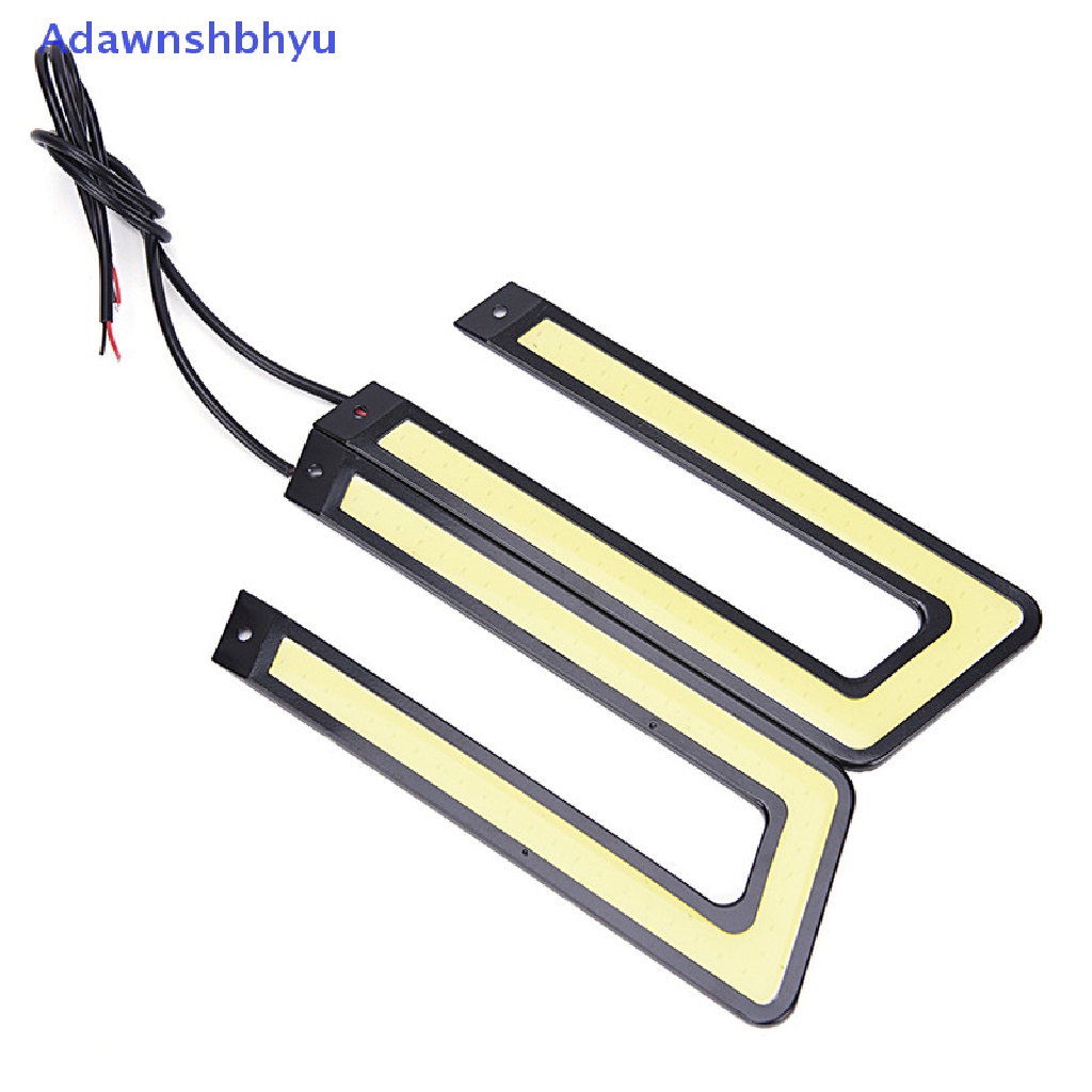 Adhyu 2Pcs Mobil Auto COB Leds Daytime Running Light Tahan Air Kabut Bentuk U Universal ID