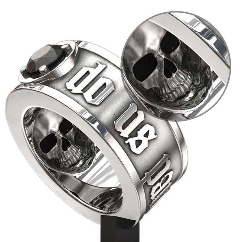 'Till Death Do Us Part' Hip Hop Pria Cincin Tengkorak Punk Gothic Pertunangan Perhiasan Rings