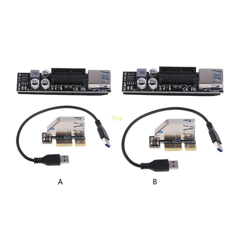 Btsg PCI-E Riser Card PCIE PCI-E Untuk Express Adapter 1X 1X USB3.0 Extender Converter