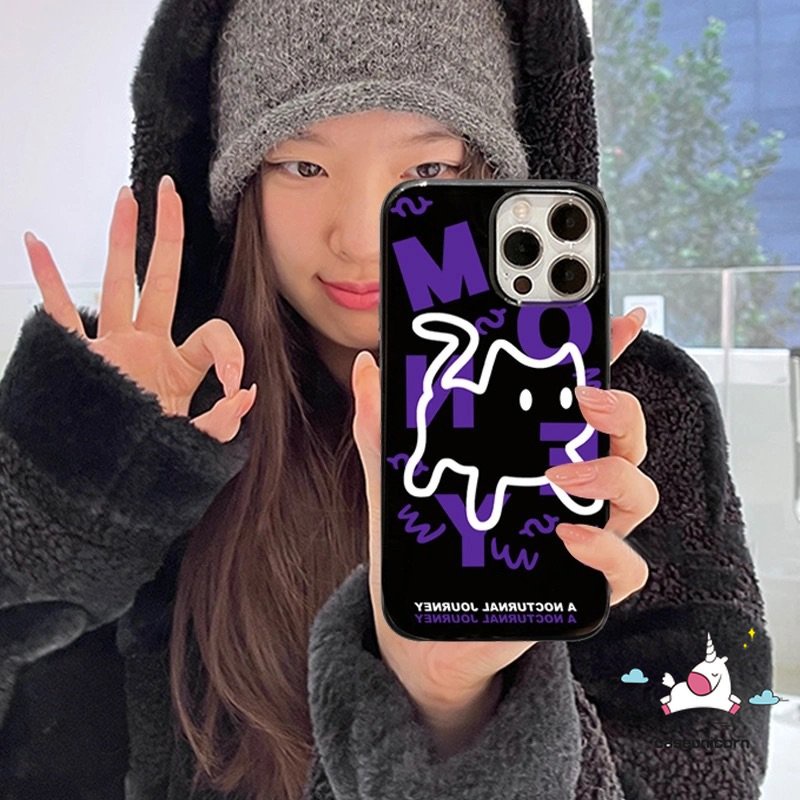 IPHONE Casing Ponsel Pasangan Kompatibel Untuk Iphone11 14 12 13 Pro Max XR 78 Plus X XS Max SE 2020 Pasangan Kartun Lucu Kucing Anjing TPU Lembut Shockproof Glossy Cover