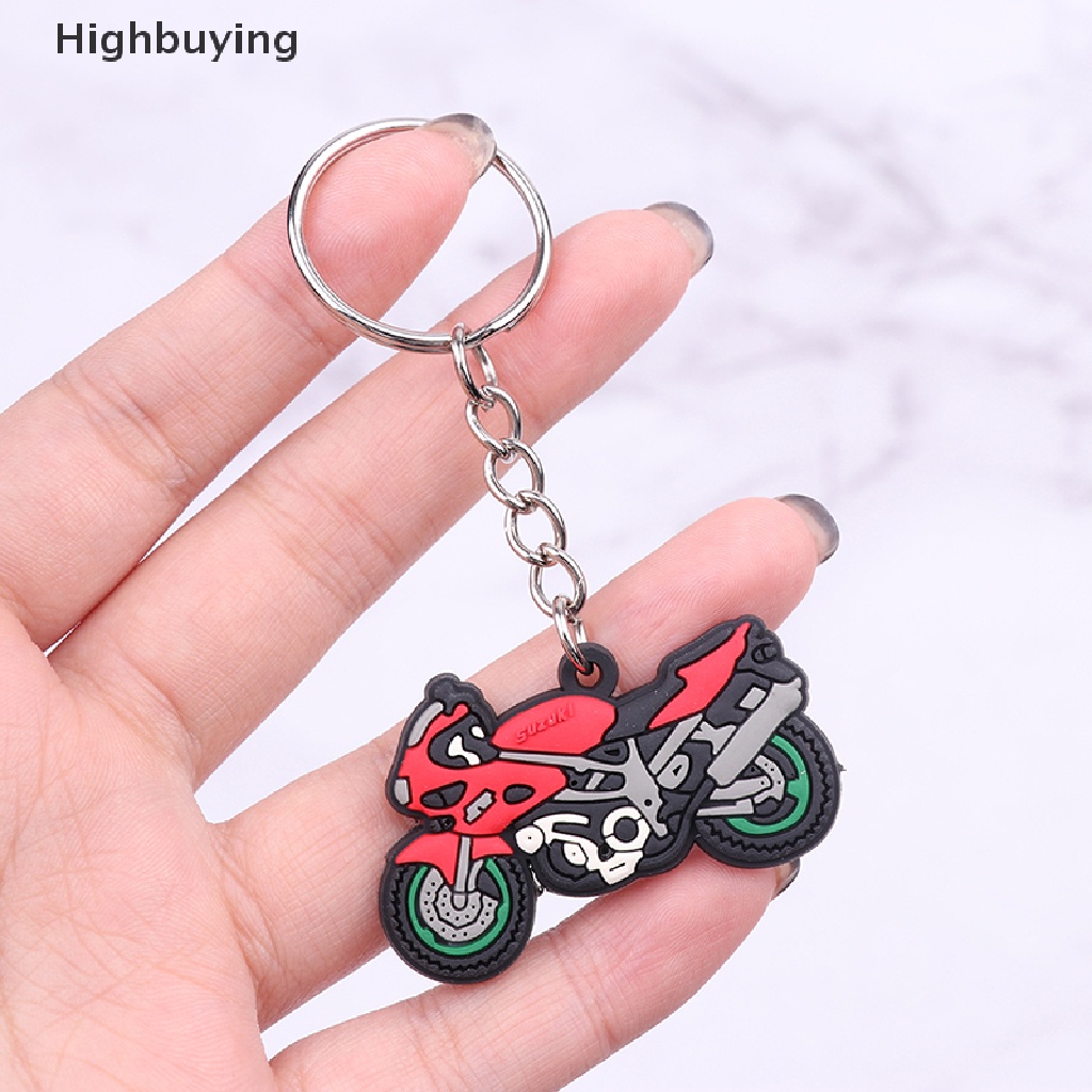 Hbid 5PCS PVC Keychain Cartoon motorcycle Key Ring fashion Key Holder fit men women keys trinkets accessories Jewelry Decoration Gift Glory