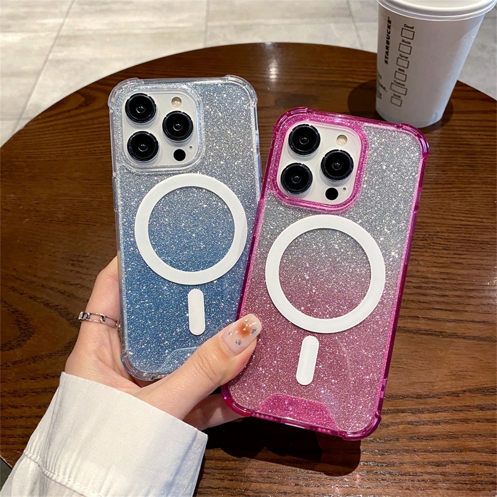 Casing Cincin Magnet flash Mewah Iphone13 12 Pro Max case iPhone 14 Pro Max Plus 14 Promax case Transparan Dan Jernih, Sepenuhnya Tertutup Perlindungan shockproof hard back cover