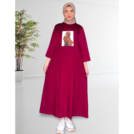 BSS Gamis Muslimah Misi Dress Sablon Bahan Kaos Premium