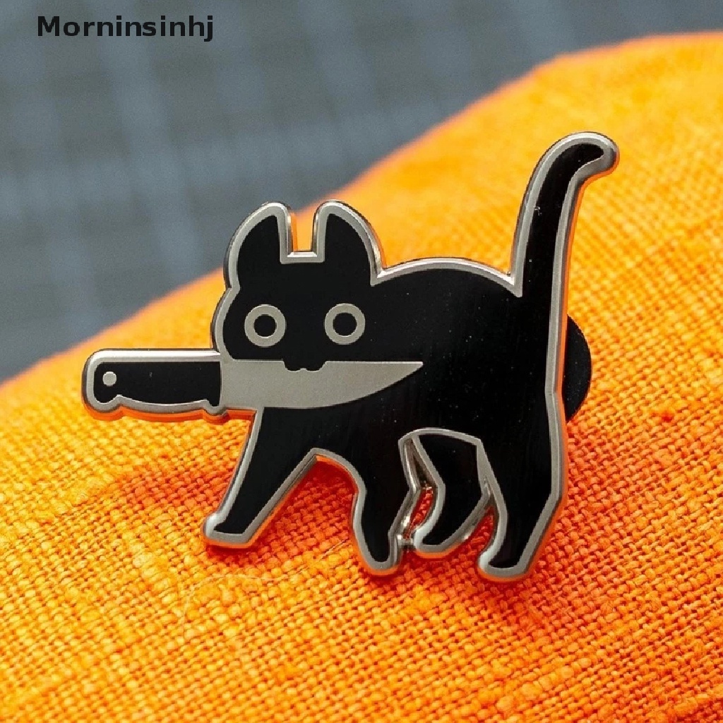 Mornin Kartun Kreatif Kucing Hitam Pemodelan Pop Enamel Pin Kerah Lencana Bros id