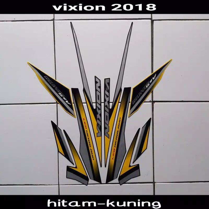 Striping sticker lis body yamaha all new vixion thn 2018 2019 hitam kuning / Stiker motor