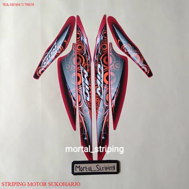 (ORI) STIKER & STRIPING LIS BODY MIO SPORTY 2011 - 2012 MERAH STANDAR