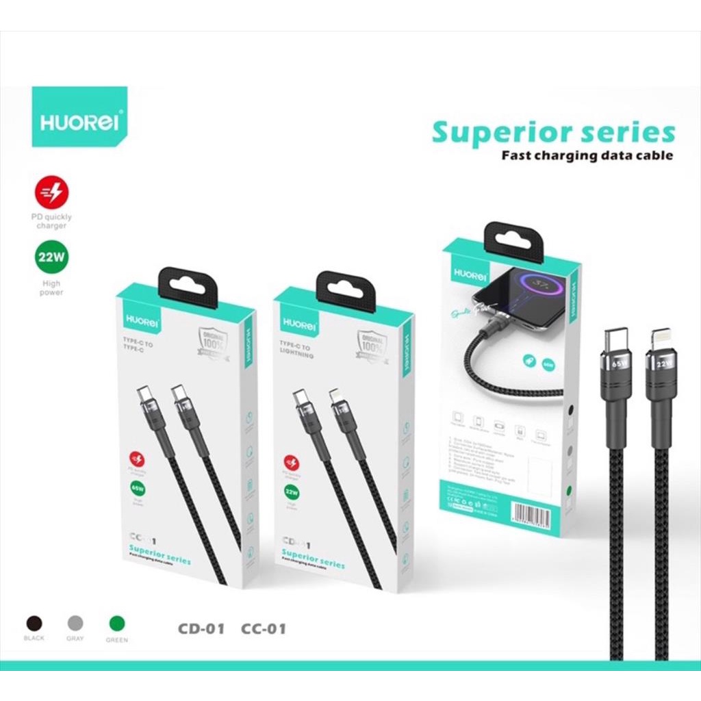 HUOREI Kabel Data Superior Series CC-01 CD-01 22W PD 1M Fast Charging