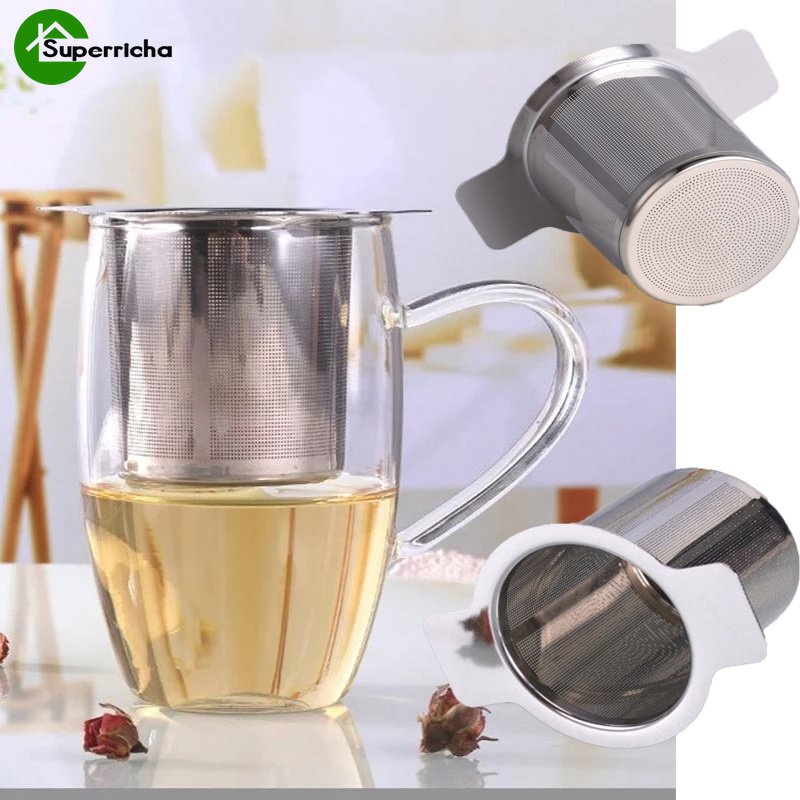 Hot Sale/304Stainless Steel Reusable Tea Infuser/Pegangan Ganda Saringan Teh Jaring Halus/Kopi Teh Daun Bumbu Teko Cangkir Gantung Longgar Filter/Aksesoris Dapur