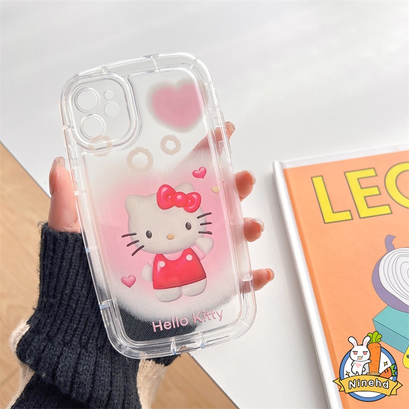 IPHONE Casing Kompatibel Untuk Iphone14 13 12 11 Pro Max X Xr Xs Max8 7 6 6s Plus SE 2020 Kucing Lucu Cinta Hati Bening Lembut Tpu Airbag Case Lensa Full Melindungi Shockproof Silicone Phone Case