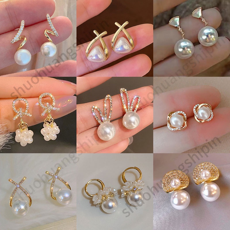 Kepribadian Jepang dan Korea Ring Gaya Fashion Geometry Pearl sederhana dan indah