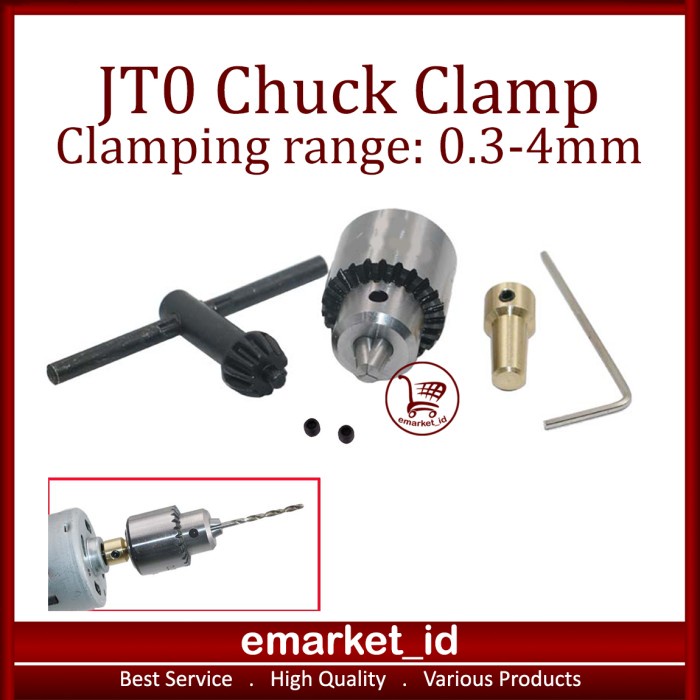 Kepala Bor JT0 Chuck Mini Clamp 0.3-4mm Shaft 3.17mm JTO / Dinamo RS
