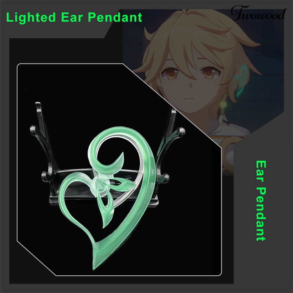 Twowood 1pc Liontin Telinga Anime Elastis Pengerjaan Halus Sangat Disimulasikan Tidak Bau Menarik Aksesoris Cosplay Anime Game Luminous Ear Ornament Untuk Prom