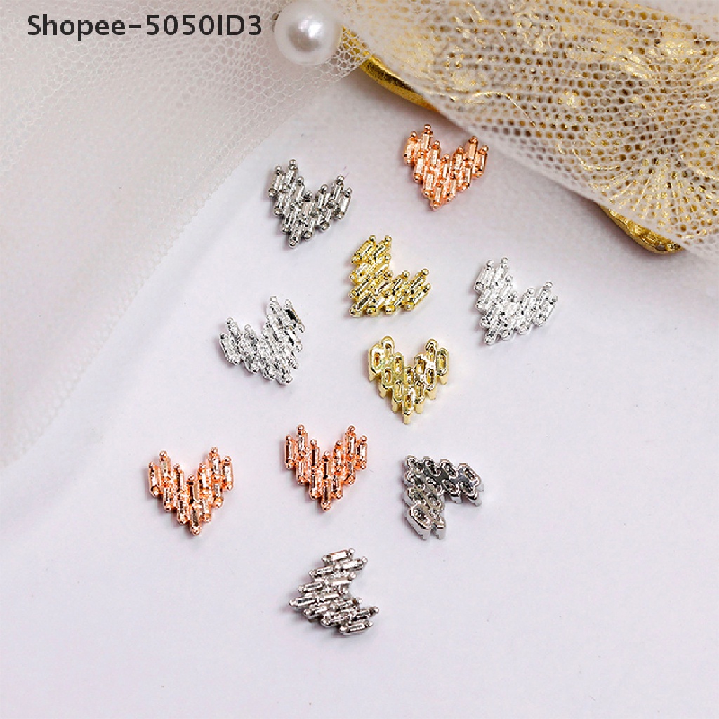 [HOT] 10pcs DIY Glitter 3D Nail Art Dekorasi Manik-Manik Alloy Berlian Imitasi Pesona Tips Lucu [ID]