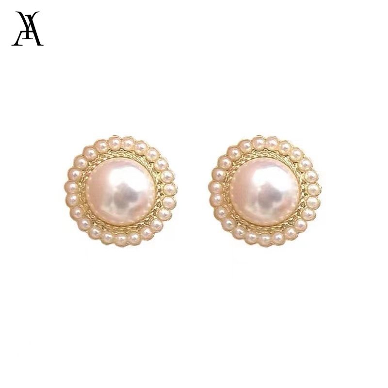 AY(CN) Anting Mutiara Elegan Untuk Wanita Tindik Hypoallergenic Stud Earring Retro Aksesoris Perhiasan