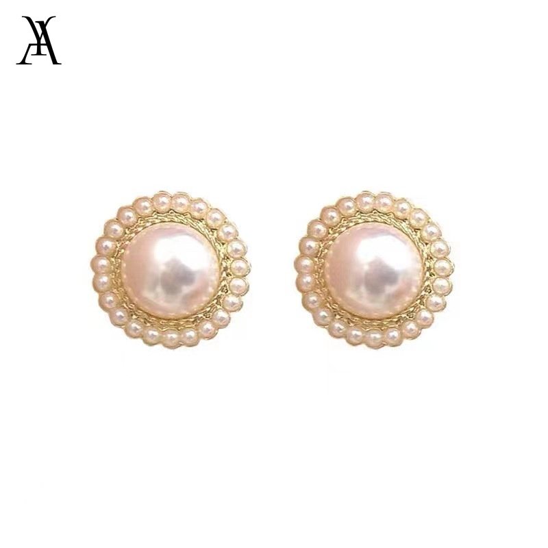 AY(CN) Anting Mutiara Elegan Untuk Wanita Tindik Hypoallergenic Stud Earring Retro Aksesoris Perhiasan