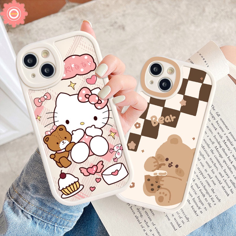 Redmi 12C 10 9T 10A 9 9A 10C 9C Redmi Note 11 10 10s 11s 10Pro 8 9 9Pro 9s 8Pro POCO X3 NFC Pro M3 Mi 12 11 Lite 11T Papan Catur Kartun Milk Tea Bear Cute Kitty Soft TPU Sarung