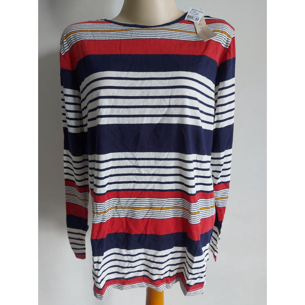 S,M-KAOS WANITA-ATASAN WANITA-PH3NOMEN4L-Lengan Panjang-NAVY-Garis2
