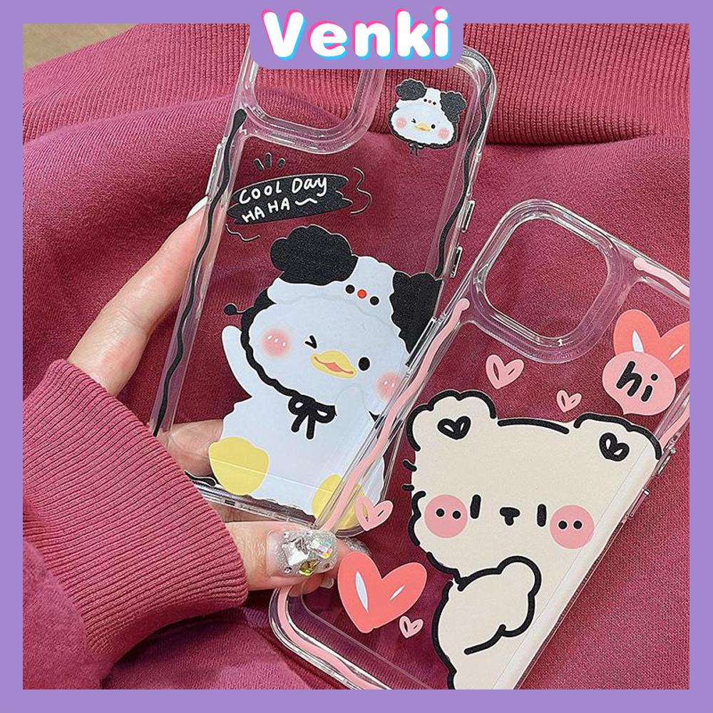 Case for iPhone 11 Soft TPU Clear Space Case Cute Cartoon Animals Plating Buttons Camera Protection ShockProof for iPhone 14 13 12 12 Plus 6 8 Plus XR XS