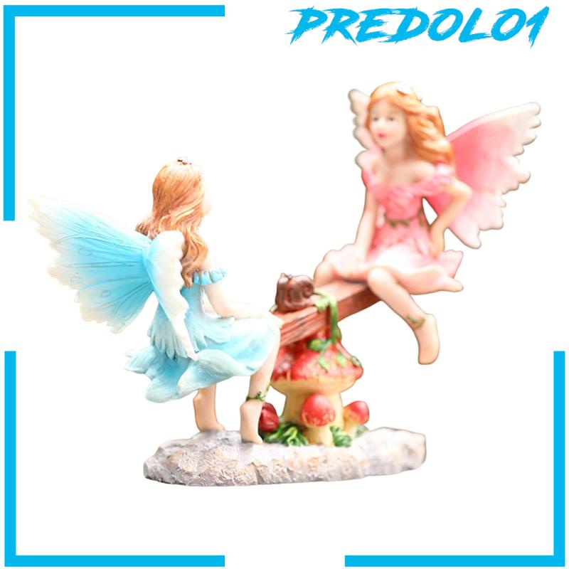 [Predolo1] Fairy Garden Figurines Ornament Mini Figurine for Backyard Lawn Decoration