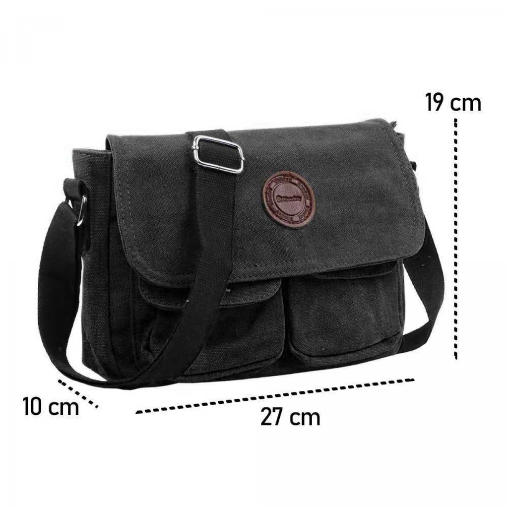 Rhodey Tas Selempang Messenger Bag Bahan Kanvas Multi Slot