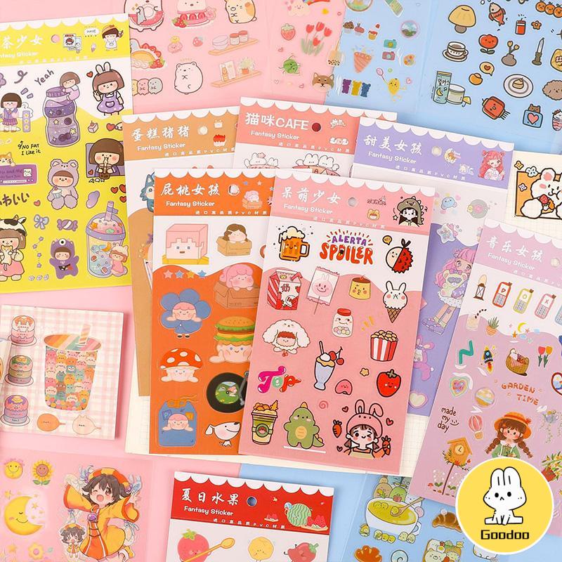 6pc Stiker Cute Cartun Lucu Food Pet Diy Diary Jurnal Palnner Deco Hias -Doo