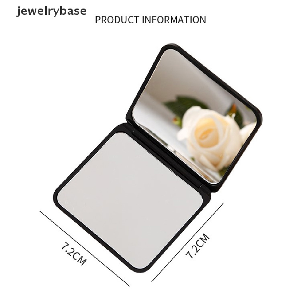 [jewelrybase] Cermin Rias Lipat Mini Square Makeup Vanity Mirror Portable Cermin Tangan Dua Sisi Compact Mirror Pocket Cermin Kosmetik Butik