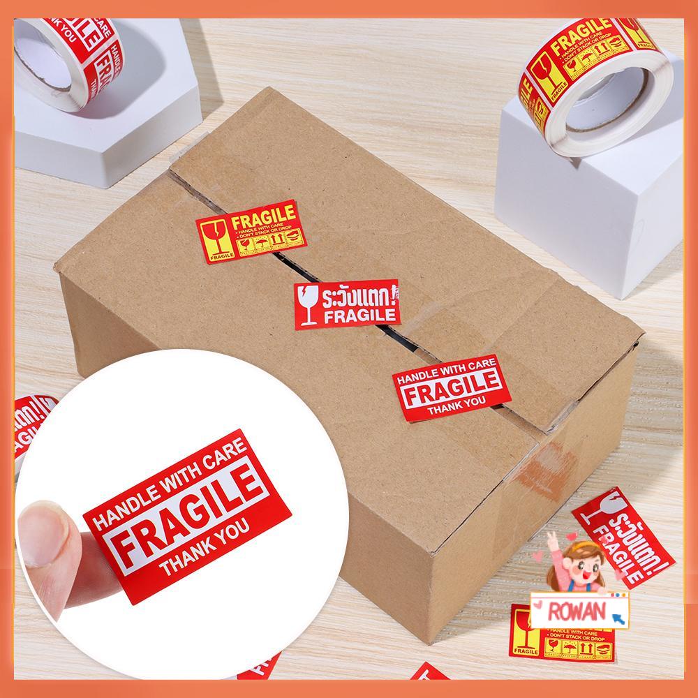 R-flower 250Pcs/roll Stiker Peringatan Fragile Perawatan Bermanfaat Kemasan Pengiriman Menandai Perekat Pengiriman Express Label