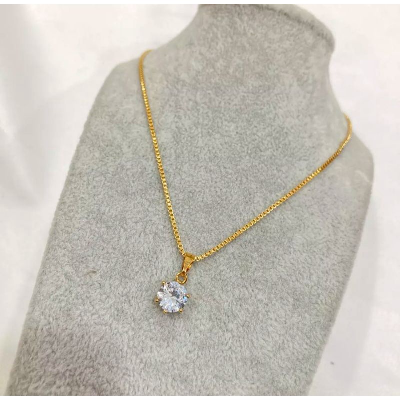 Kalung Itali set liontin batu putih mata satu perhiasan xuping