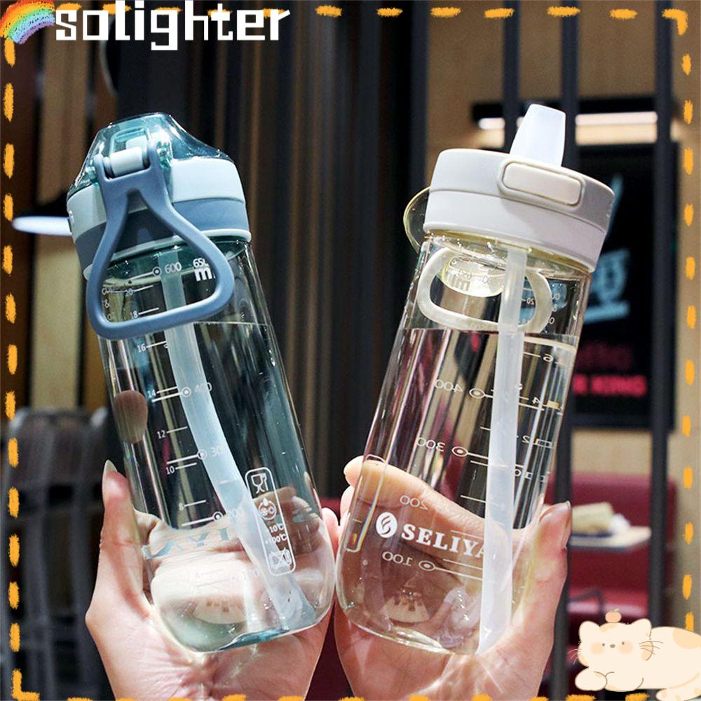 Solighter 650ML Botol Air Minum Portable BPA Free Anti Bocor Dengan Sedotan