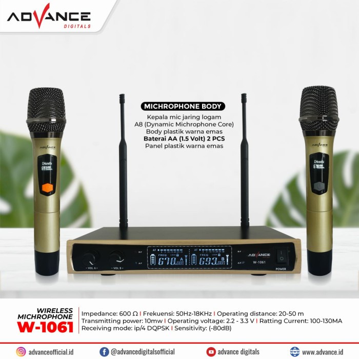 ADVANCE WIRELESS MICROPHONE -W-1061 UHF WIRELESS