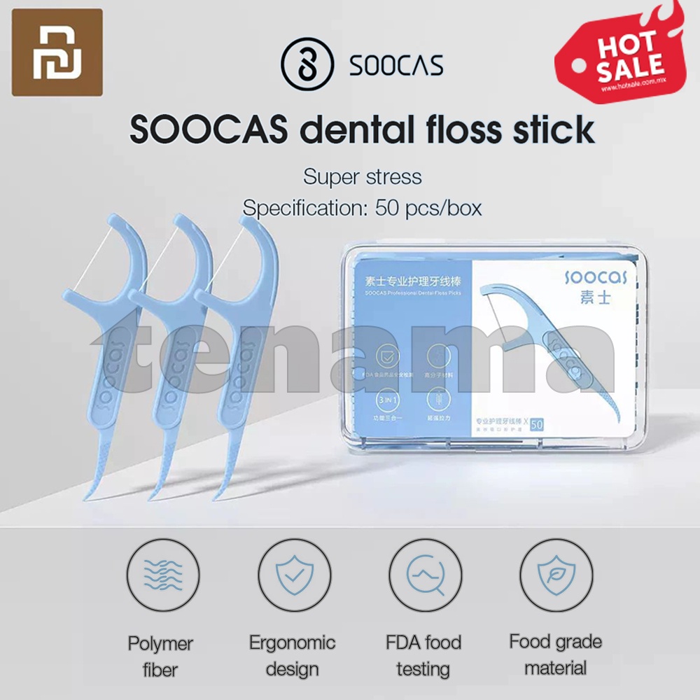 Soocas Benang Pembersih Gigi Dental Floss Isi 50 Pcs