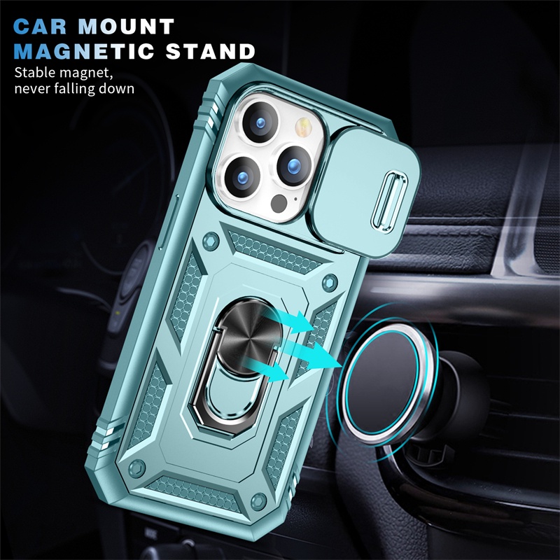 IPHONE Untuk Iphone14 13 12 11 Pro X XS XR Max6 7 8 14 Plus Jendela Push Ring Hard Case Fashion Magnetic Support Casing