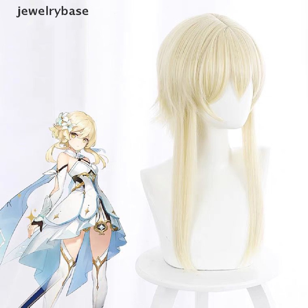 [jewelrybase] Anime Genshin Impact Lumine Aether Traveller Player Wig Golden Tahan Panas Rambut Peran Paly Cosplay Wig Dewasa Pesta Props Butik