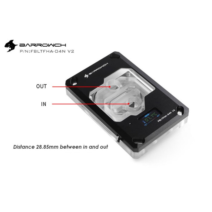 BARROW FBLTFHA-04N V2A AMD AM4 / AM3 / AM5 TFT Display CPU Block Black