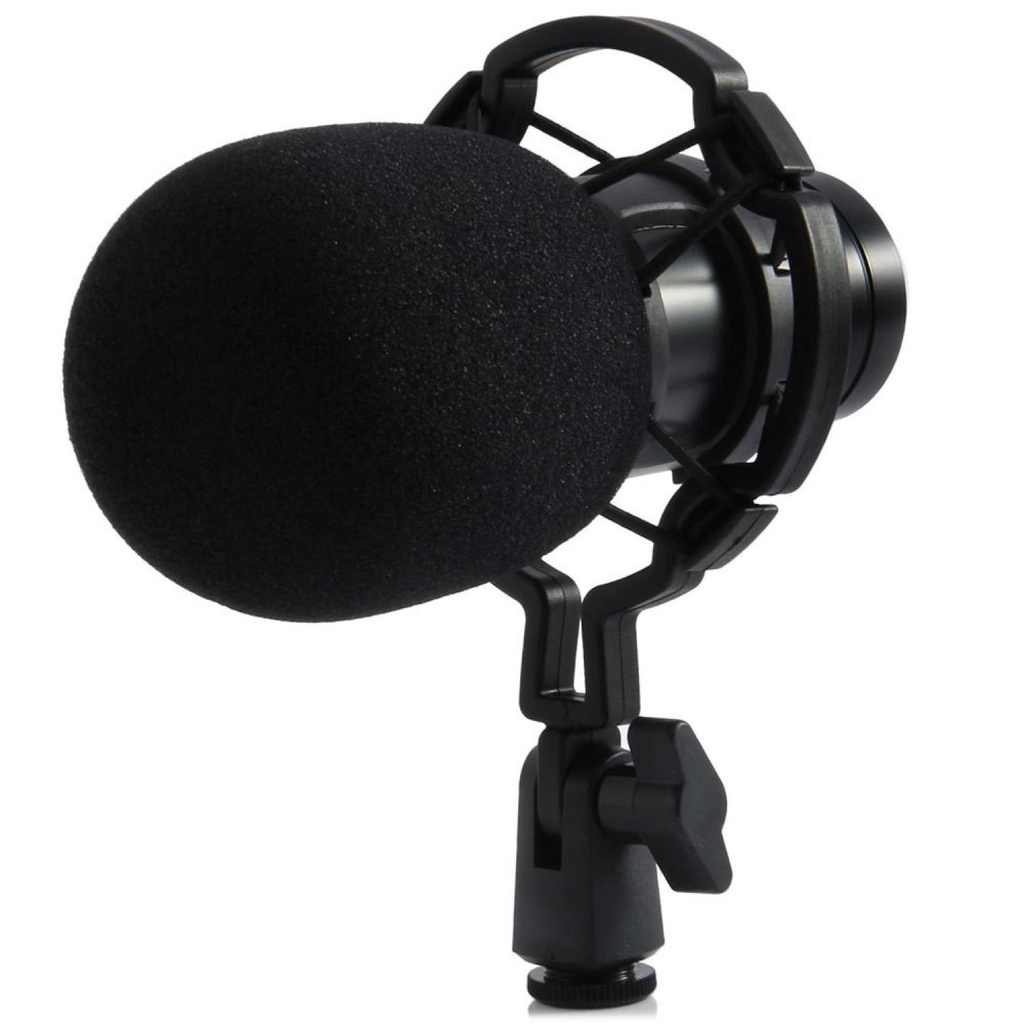 TaffSTUDIO Mikrofon Kondenser Studio dengan Shockproof Mount Microphone Suara Vokal Mic Perekam Suara Berkualitas